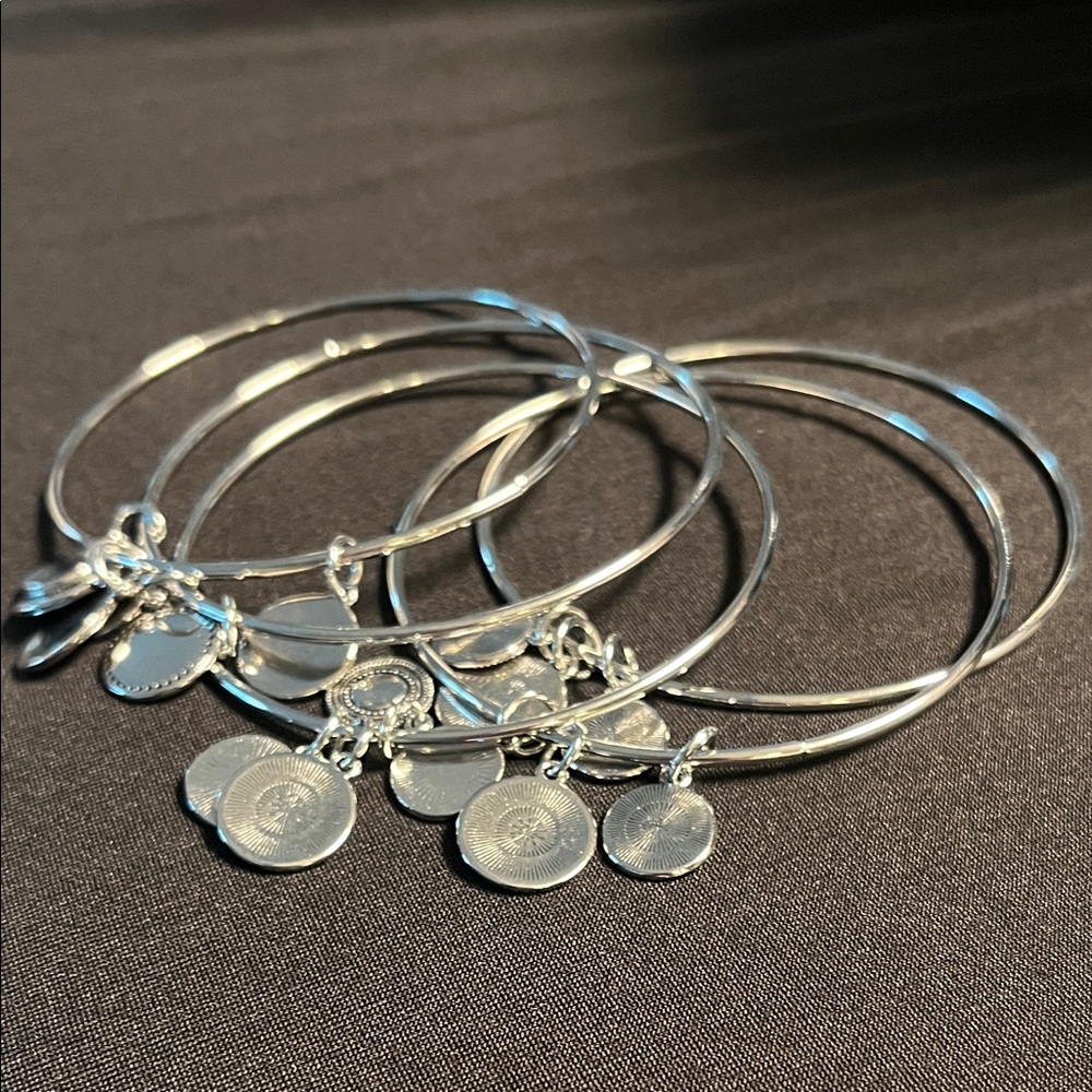 Silver Charm Bangle Set